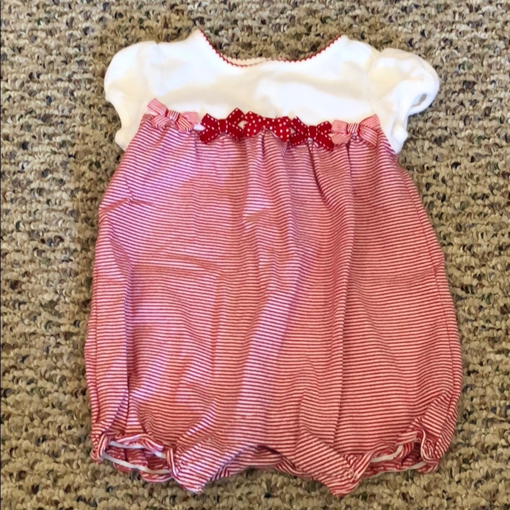 Janie and Jack Red and White Striped Bubble Romper